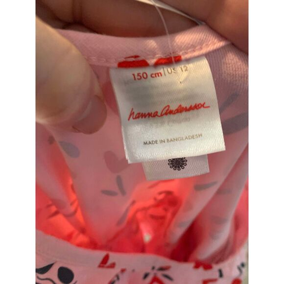 Hanna Andersson Valentine's Day Rd & Pink Heart Flower Skater Dress, size 12 - Picture 2 of 5